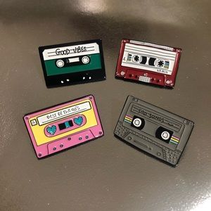 New 80’s Cassette Tape Pins set of 4